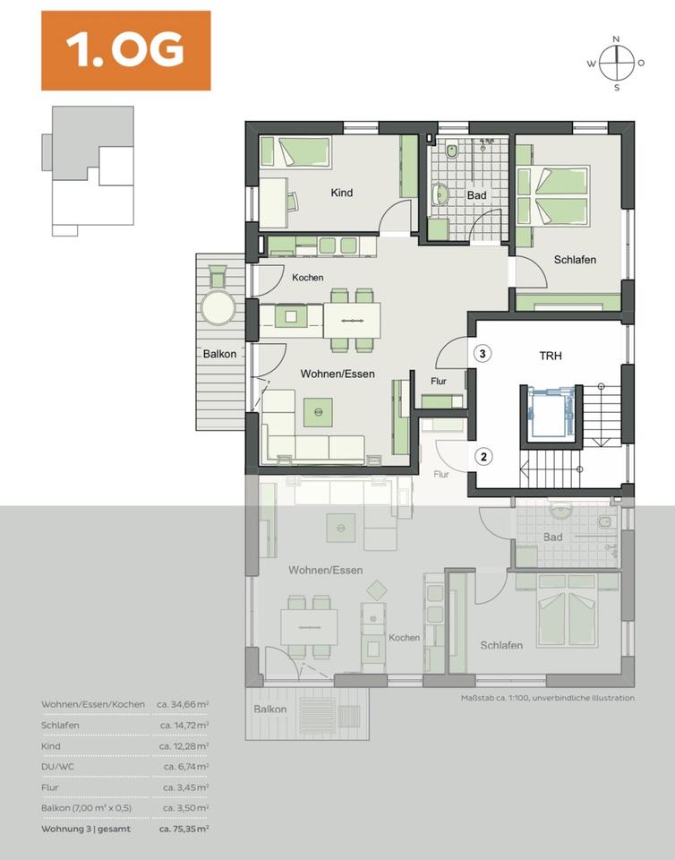 Thumbnail-Moderne, energiesparende 3-Zimmer Wohnung in Illertissen