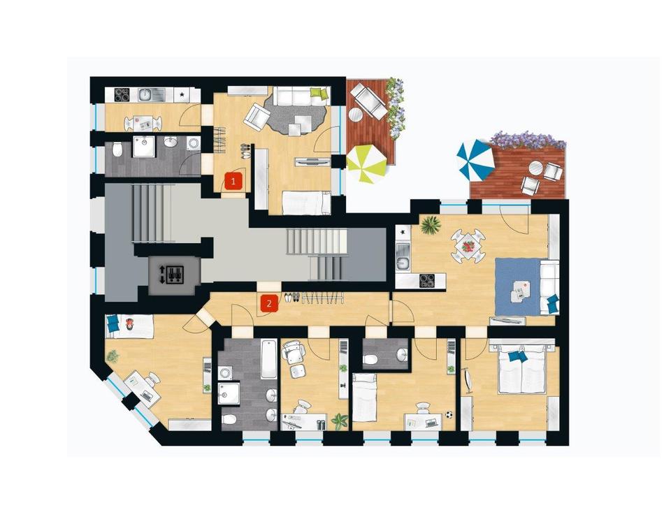 Thumbnail-hochwertige 5-Raum-Wohnung mit großzügigem Balkon in zentraler Lage