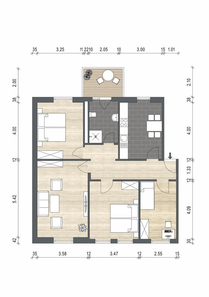 Thumbnail-Sanierte helle 4-Z Wonung, zentral in Flbg-Duburg, WG geeignet
