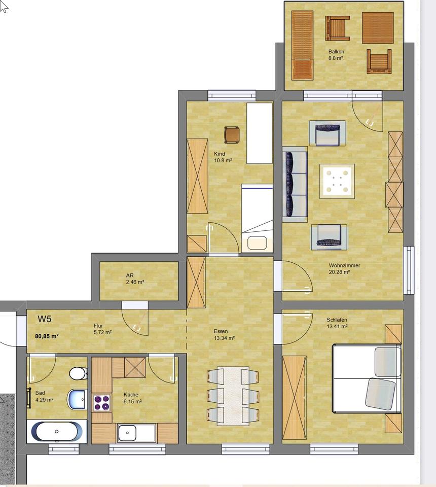 Thumbnail-3-Zimmer-Erdgeschoßwohnung mit Balkon zu vermieten
