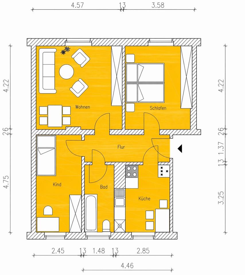 Thumbnail-Hochwertig sanierte 3- Raum- Wohnung, Erstbezug in grüner Lage