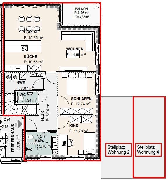 Thumbnail-Obergeschosswohnung 4 Zimmer Küche Bad ca.114