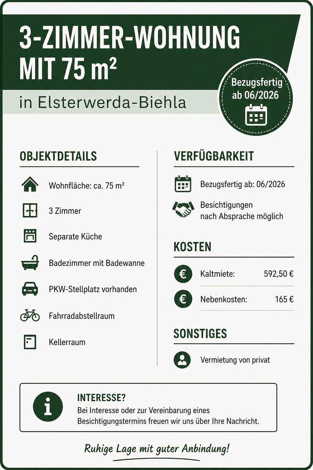 Thumbnail-3-Zimmer-Wohnung mit 75 m² in Elsterwerda-Biehla