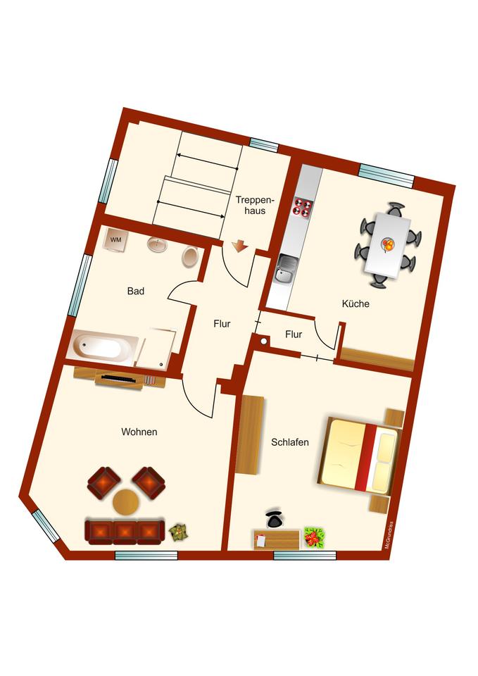 Thumbnail-2 Zimmerwohnung im Dachgeschoss mit Carport - Stellplatz