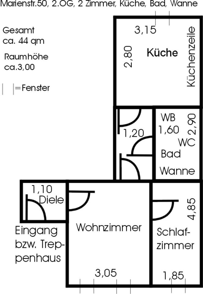 Thumbnail-Wohnung m², 2 Zimmer, Badewanne, Innenstadt