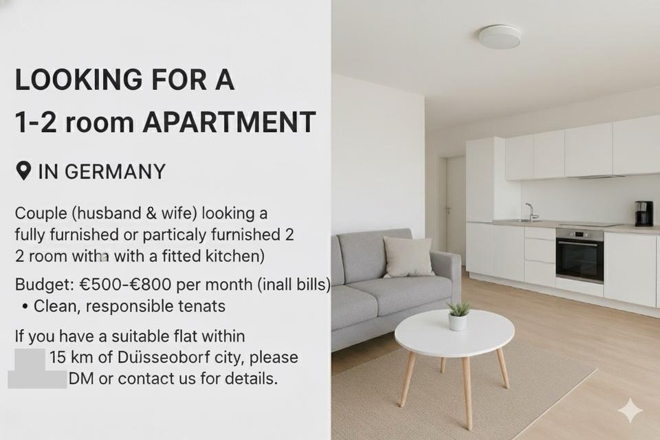 Thumbnail-Looking for a 1-2 room apartment for 2 Persons from January-2026