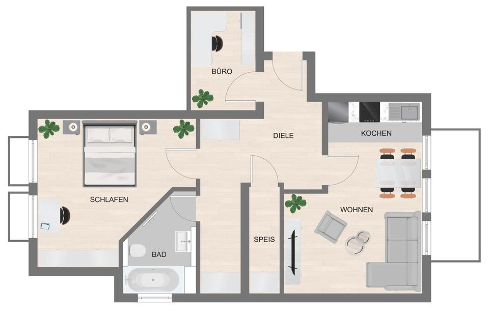 Thumbnail-Schöne 2-Zimmer-Souterrain-Wohnung in Freystadt