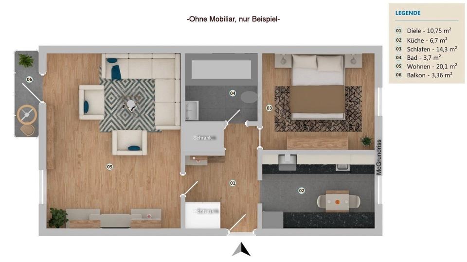 Thumbnail-Helle 2-Zimmer Wohnung zu vermieten