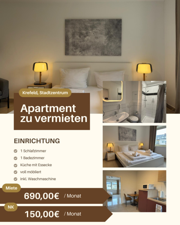 Thumbnail-Möblierte Wohnung Krefeld Zentrum ideal für Mitarbeiter Firmen