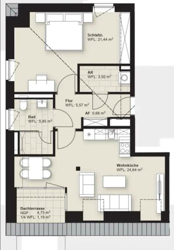 Thumbnail-Erstbezug- Moderne Dachgeschoss 2-Zimmer Wohnung in Großburgwedel