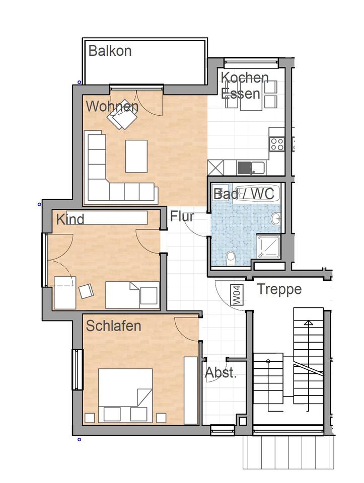 Thumbnail-3-Zimmerwohnung mit Balkon in Großkarolinenfeld