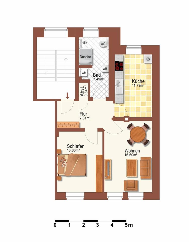 Thumbnail-2 Zimmer - 60 m² - EG - mit Küche - WG geeignet