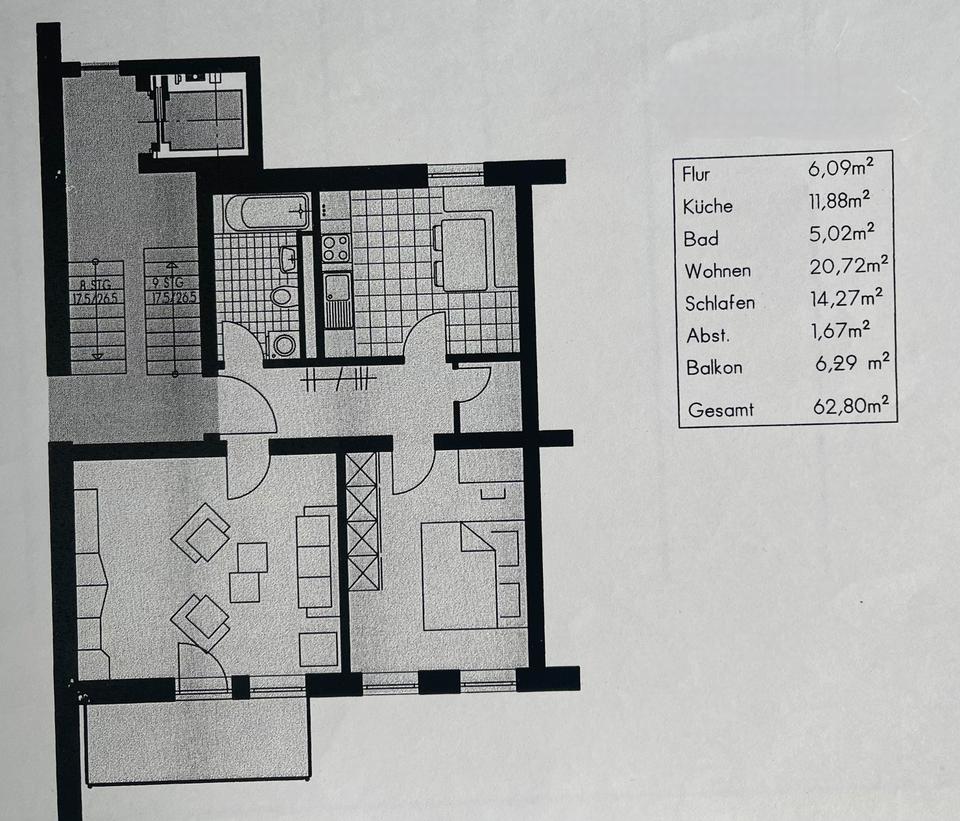 Thumbnail-2-Zimmer-Wohnung mit Balkon – ca. 63 m²