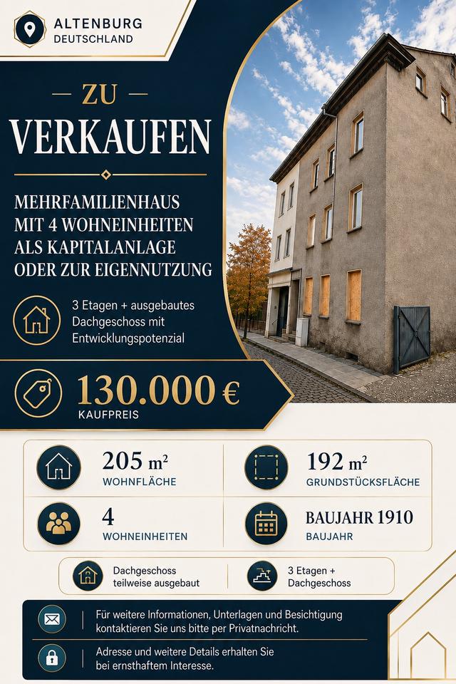 Thumbnail-Mehrfamilienhaus in Altenburg – 4 Wohneinheiten
