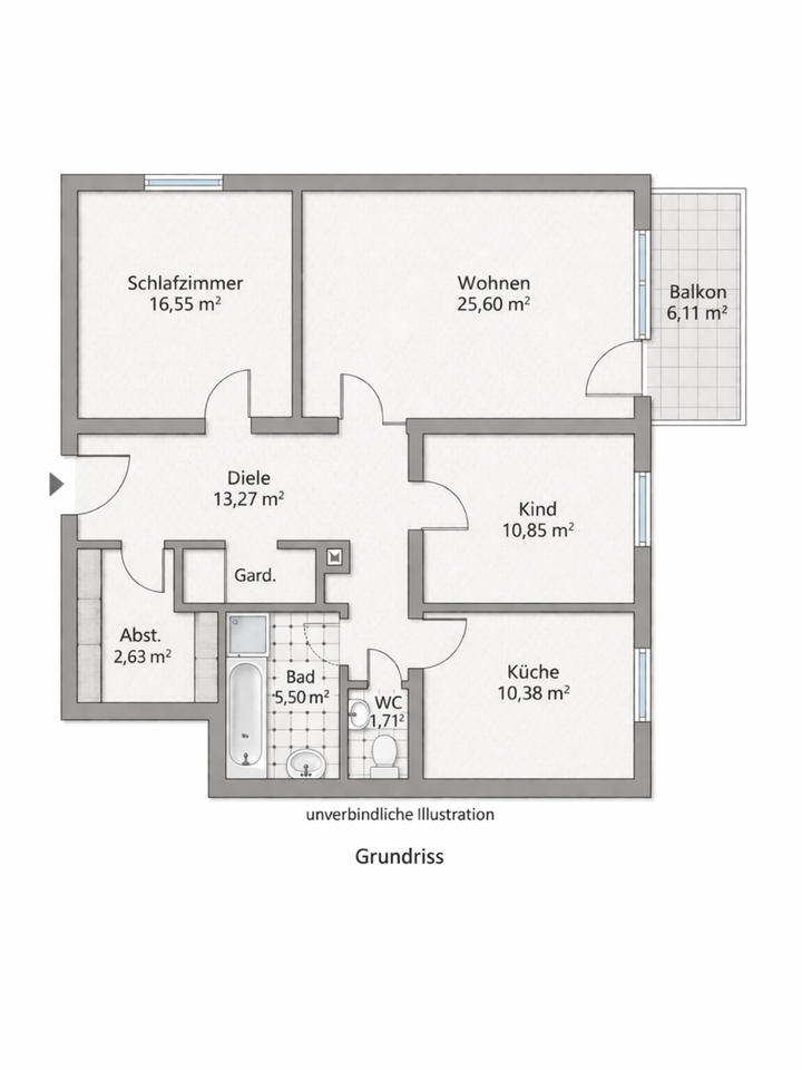 Thumbnail-3-Zimmer-Wohnung 90qm in 71522 Backnang ZU VEMIETEN ab 01.06.2026
