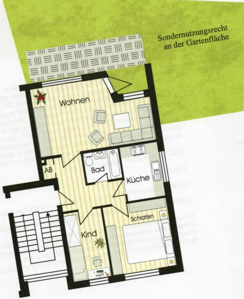 Thumbnail-Gelegenheit! Renov.bed. 3-Zi.-Wohnung mit Gartenanteil