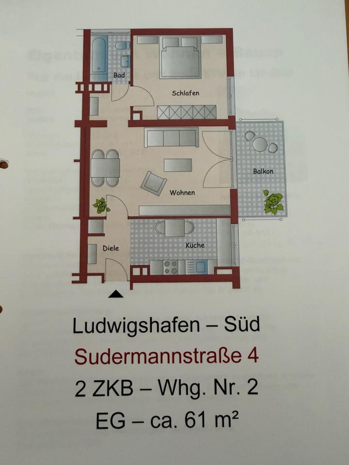 Thumbnail-2 Zi. EG-Wohnung mit Balkon in Ludwigshafen-Süd