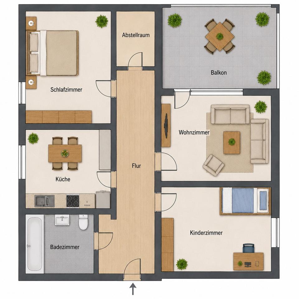Thumbnail-3 Zimmer Wohnung möbliert 60qm Nähe BhfAutobahn HanauFrankfurt