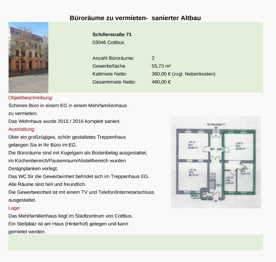 Thumbnail-Büroräume zu vermieten - Cottbus, Schillerstraße 71