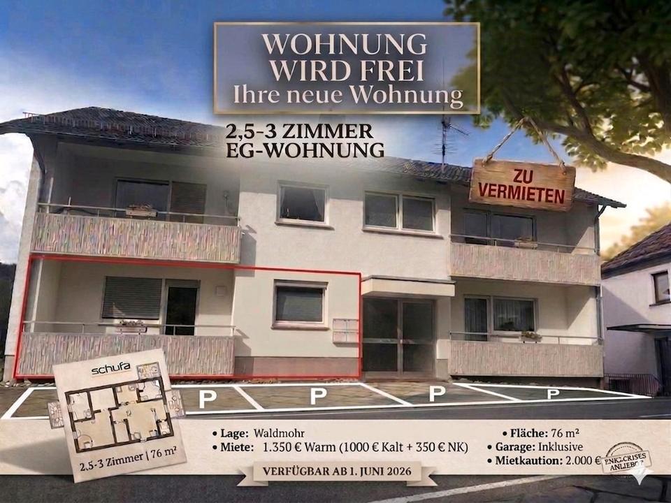 Thumbnail-Helle 76 m² EG-Wohnung mit Balkon, Garage & Ausstattung