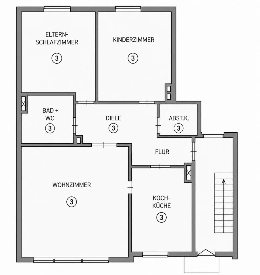 Thumbnail-Attraktive, modernisierte 3- Zimmer-Erdgeschosswohnung