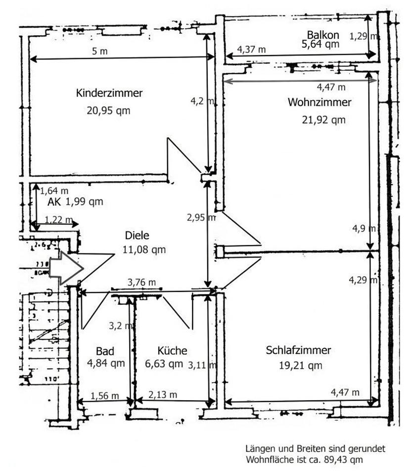 Thumbnail-3 Zimmer Eigentumswohnung (89,17 m²) mit Balkon von privat.
