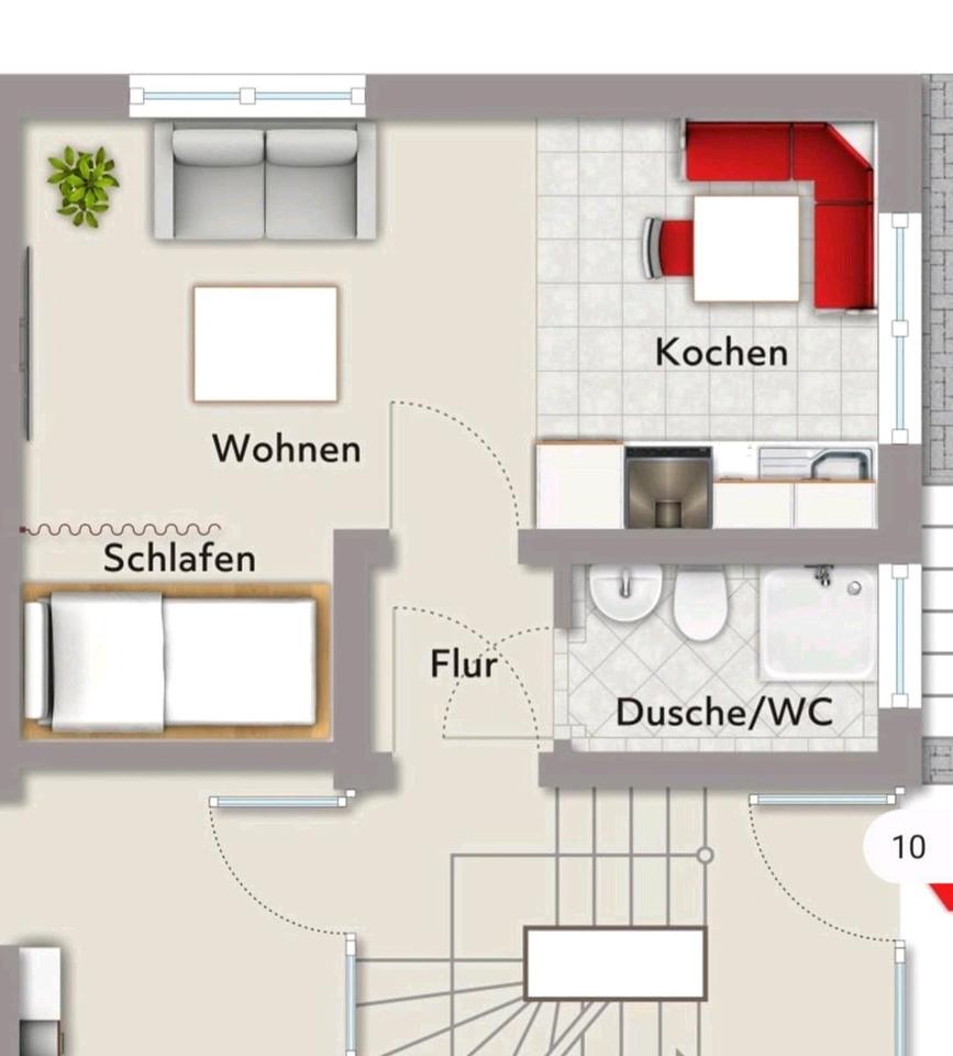 Thumbnail-Möblierte 1-Zimmer-Wohnung (25 m²) in Großen-Buseck – Bahnhofnähe
