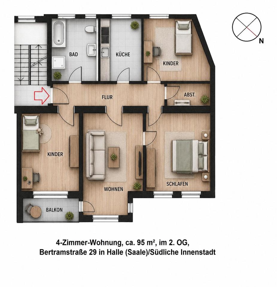 Thumbnail-Helle 4RW mit Balkon & neuem Bad in ruhiger, zentraler Lage