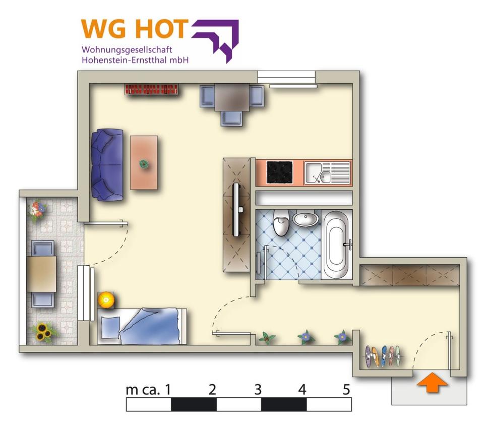 Thumbnail-Kautionsfreie 1-Raum-Wohnung im Erdgeschoss mit Balkon!