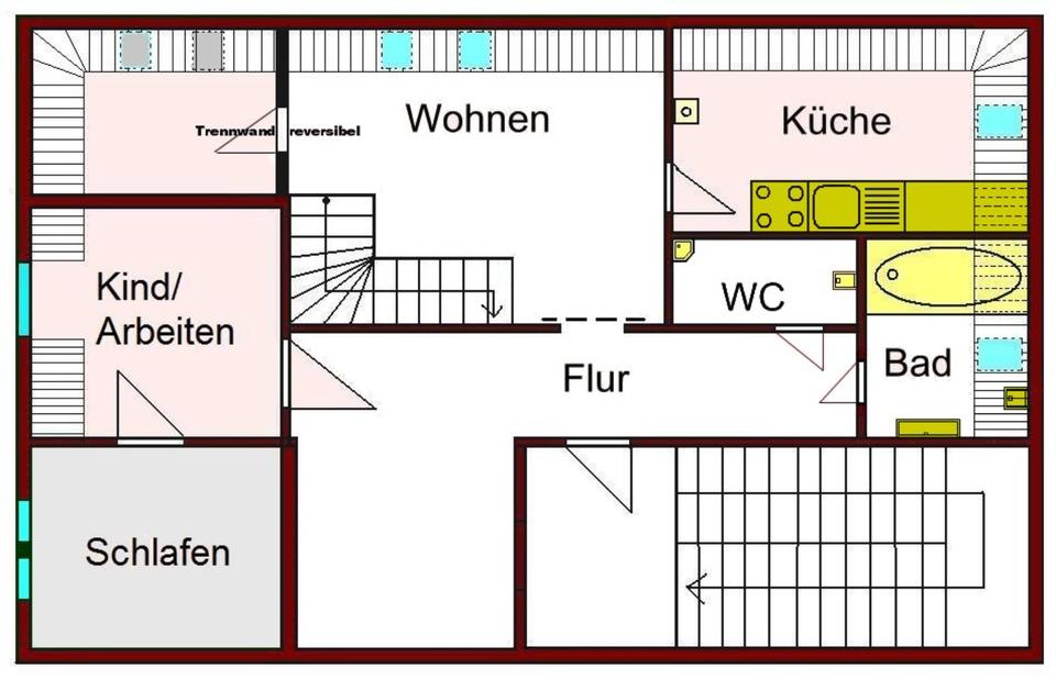 Thumbnail-Sehr schöne 3 Raum-Maisonette-Whg. (3. OG, re.), EBK, in Weimar