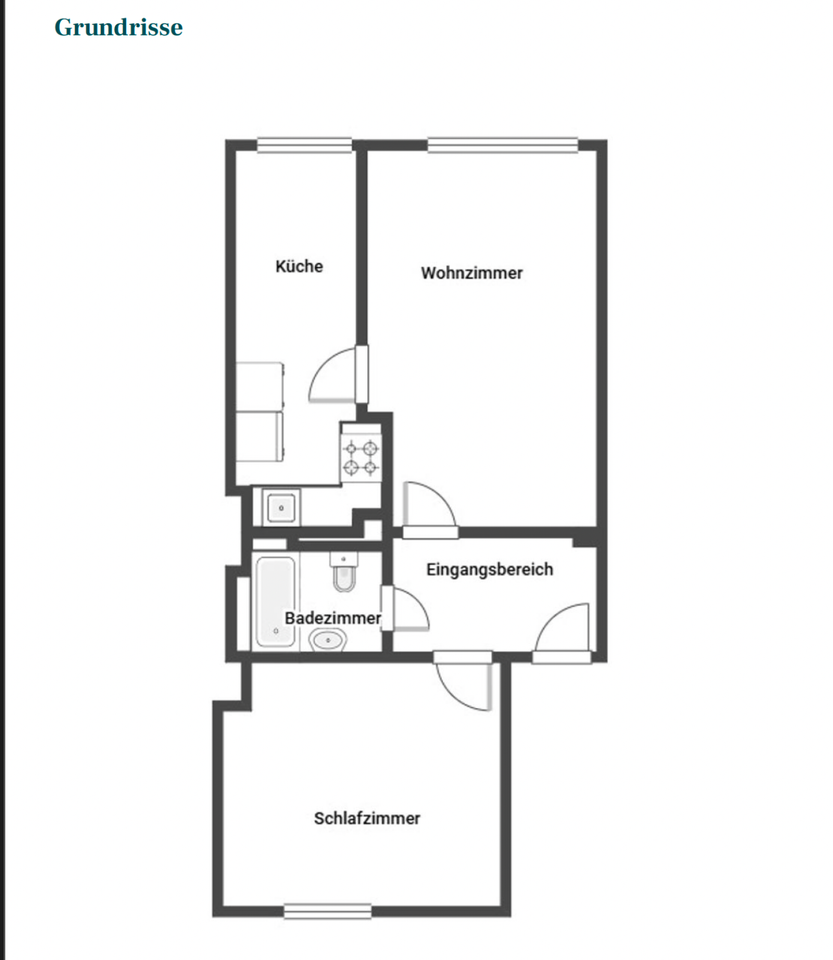 Thumbnail-Eigentumswohnung 2,5 Zimmer, 49 qm, bezugsfrei ohne Makler