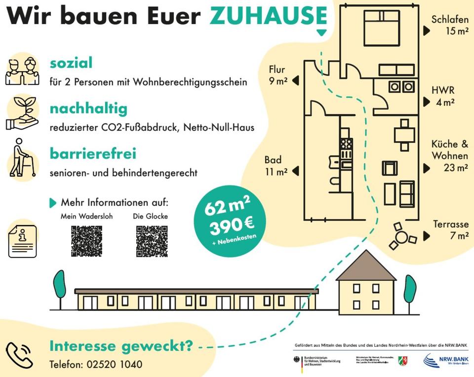 Thumbnail-Neubauwohnung 62m² in Diestedde zu vermieten; Nur mit WBS!