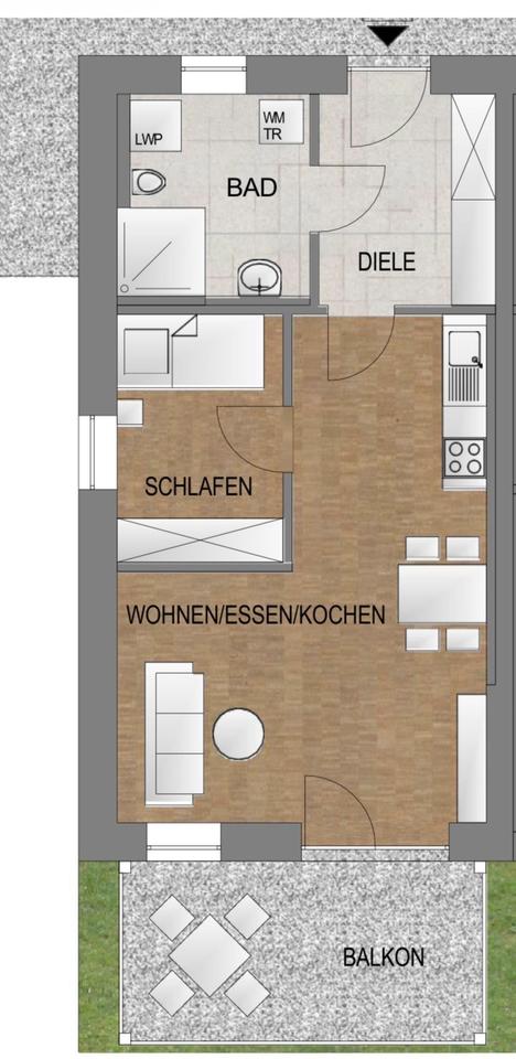 Thumbnail-Moderne 2-Zimmer Wohnung mit Einbauküche und Balkon in 93199 Zell
