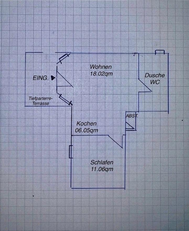 Thumbnail-1,5-Zimmer-Souterrainwohnung zu vermieten.