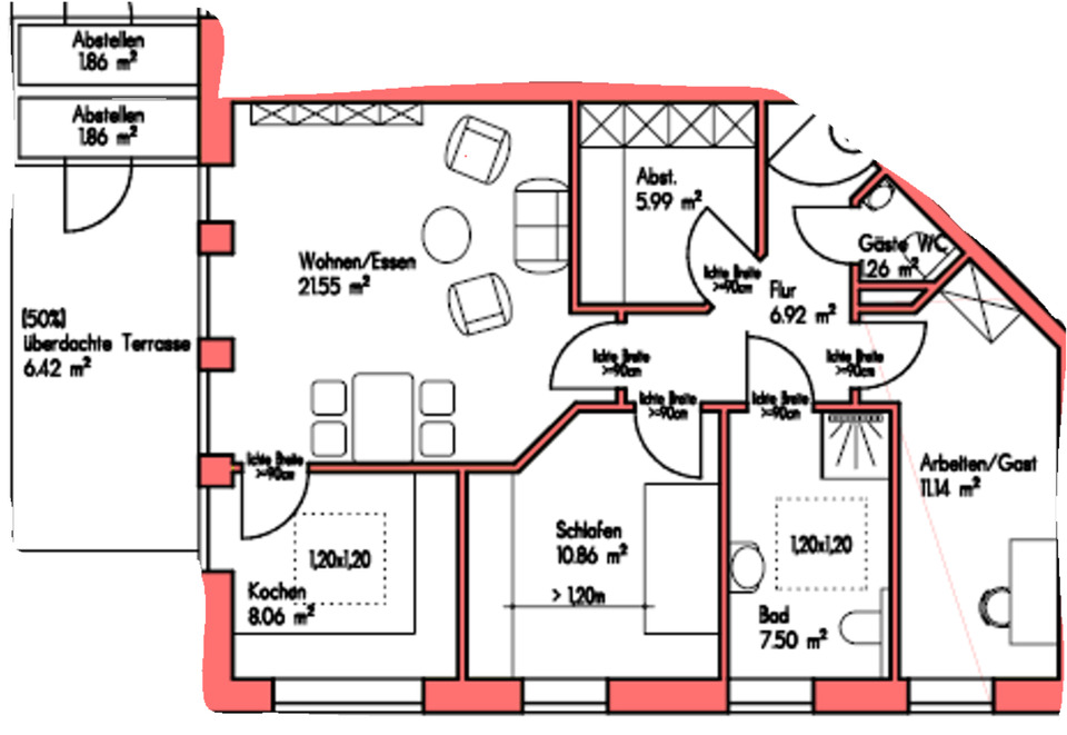 Thumbnail-Moderne 3-Zimmer-Wohnung mit überdachter Terrasse in Nottuln