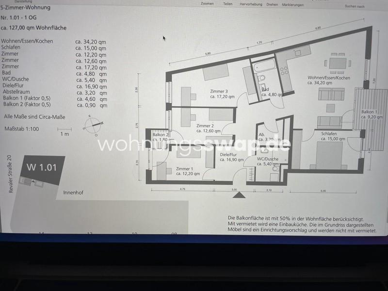 Thumbnail-Wohnungsswap - 5 Zimmer, 123 m² - Revaler Straße, Friedrichshain, Berlin