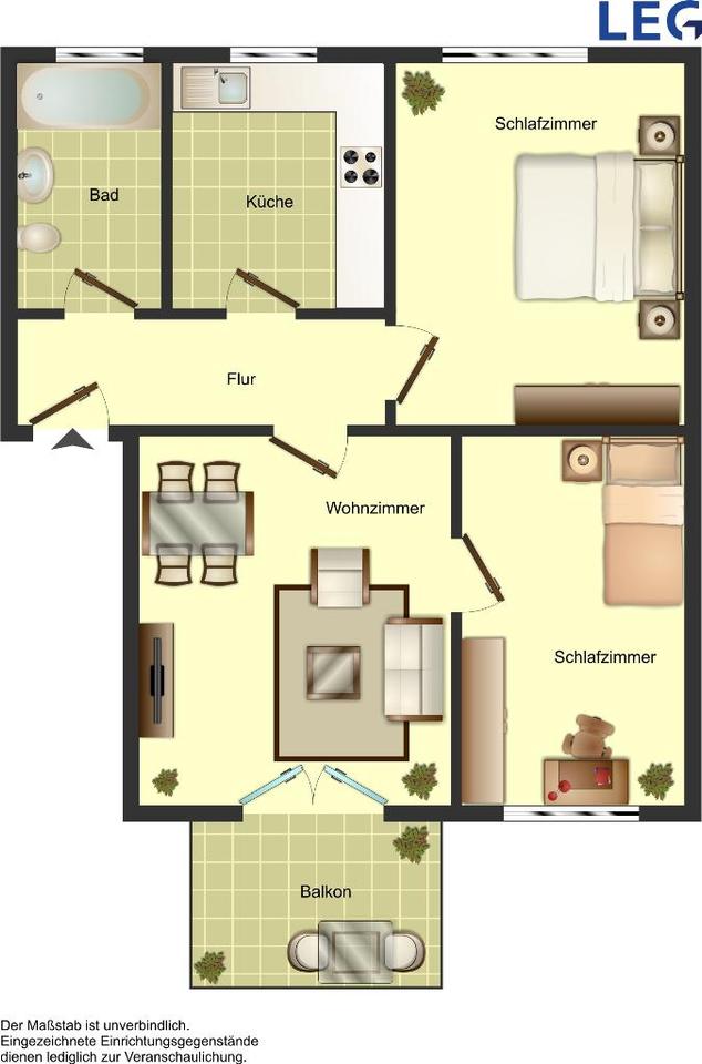 Thumbnail-Charmante 3-Zimmer-Wohnung in Minden – 55,91 m², 1. Etage rechts