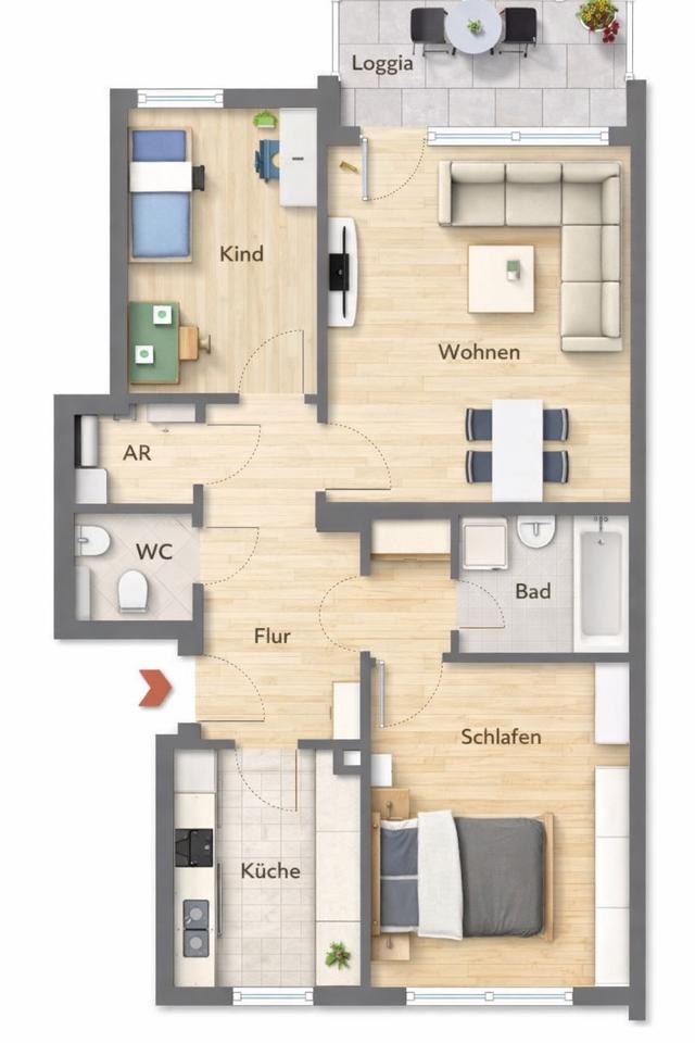 Thumbnail-Helle 3-Zimmer Wohnung mit Balkon ins Grüne - renoviert!