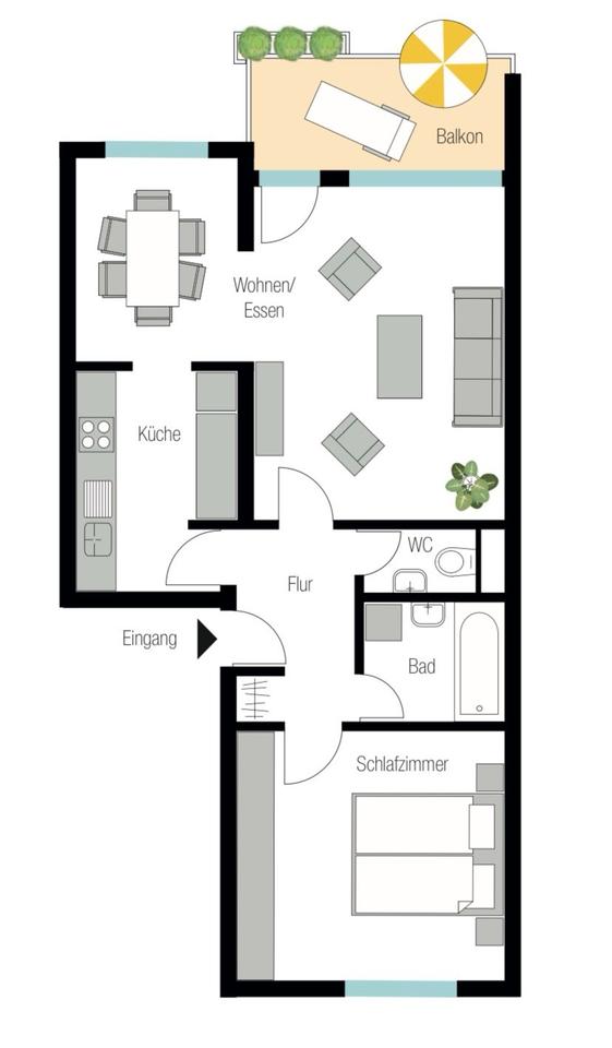 Thumbnail-Schöne 2,5 Zimmer Wohnung mit Balkon und Stellplatz