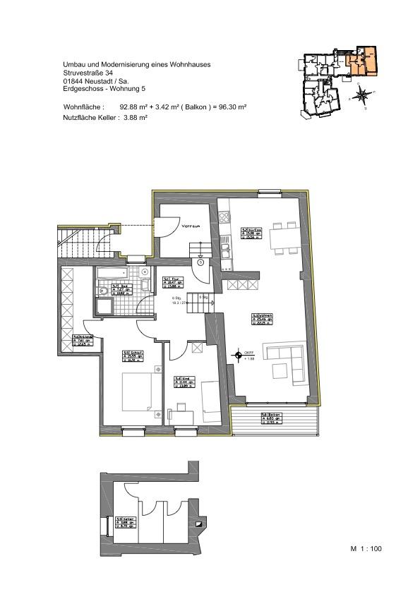 Thumbnail-große drei Raum Wohnung in Neustadt Sa. zu vermieten
