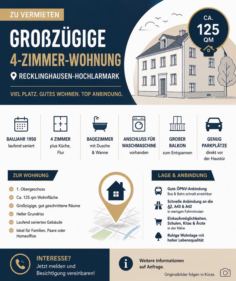 Thumbnail-Große 4-Zimmer Wohnung mit Balkon in Recklinghausen-Hochlarmark