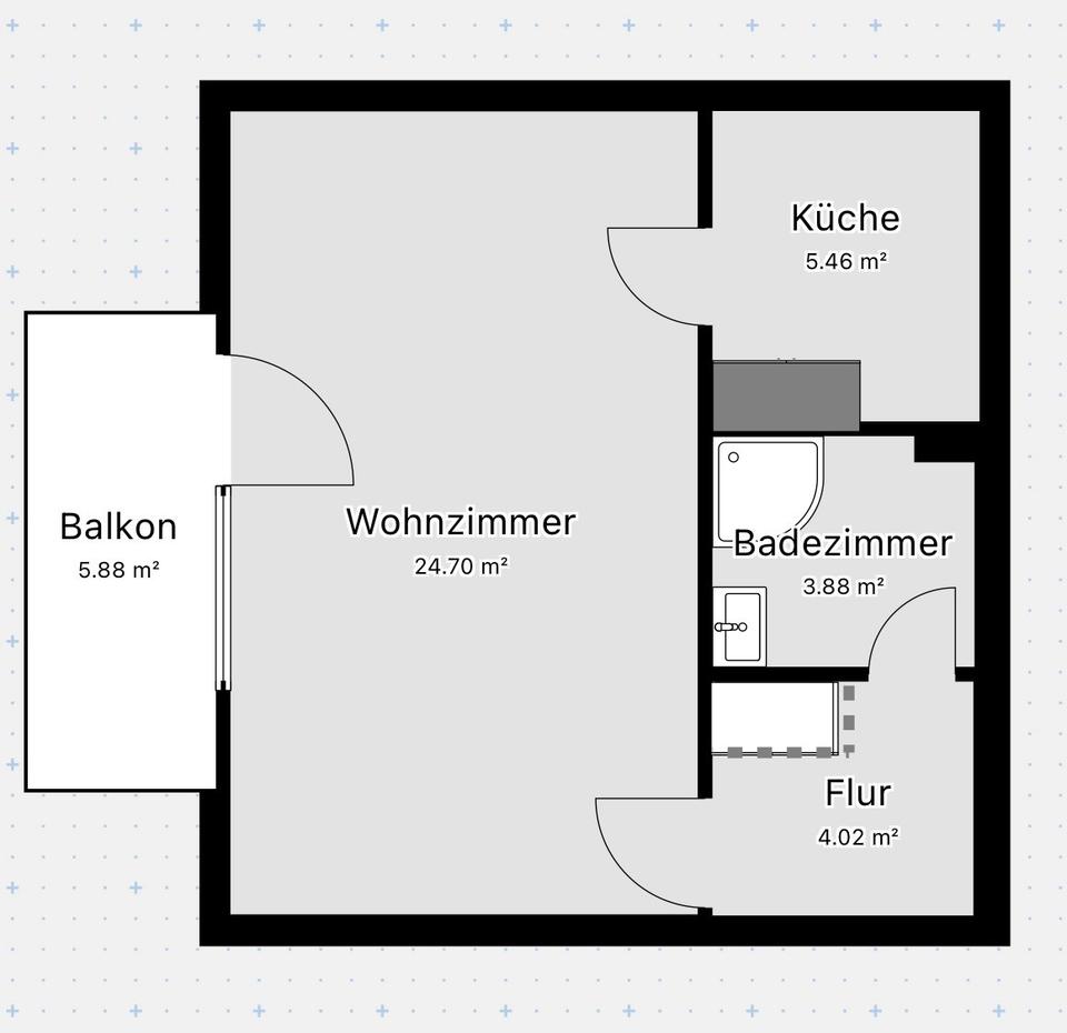 Thumbnail-Gemütliche 1 Zimmer Wohnung 42qm2 mit fast neuer Einbauküche