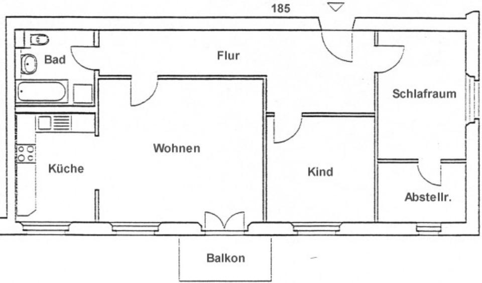 Thumbnail-Hübsche 3-Raumwohnung mit Abstellraum und Balkon (206185)