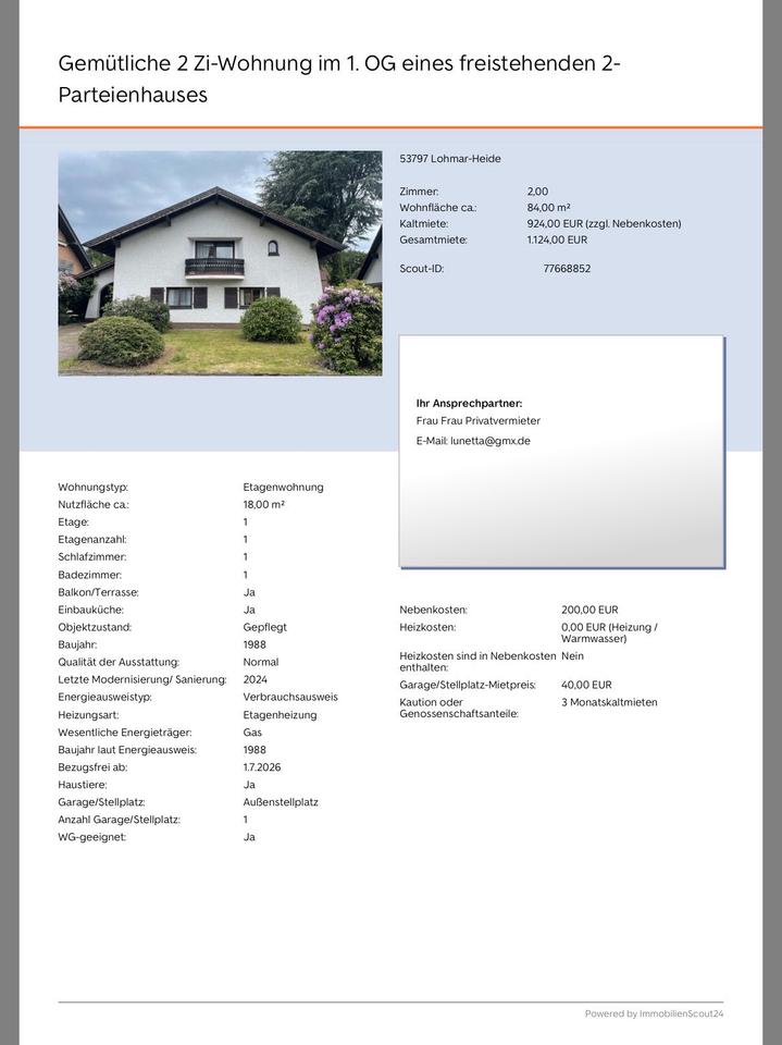 Thumbnail-Gemütliche 2-Zimmer-Wohnung zu vermieten