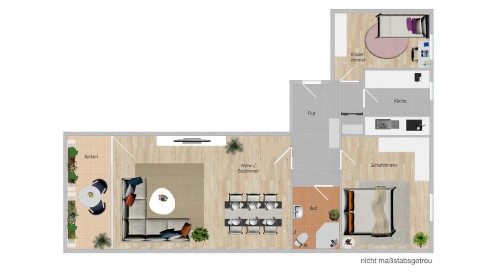 Thumbnail-Frisch renovierte 3-Zimmer-Wohnung – Balkon – 6. OG – Nähe DEZ