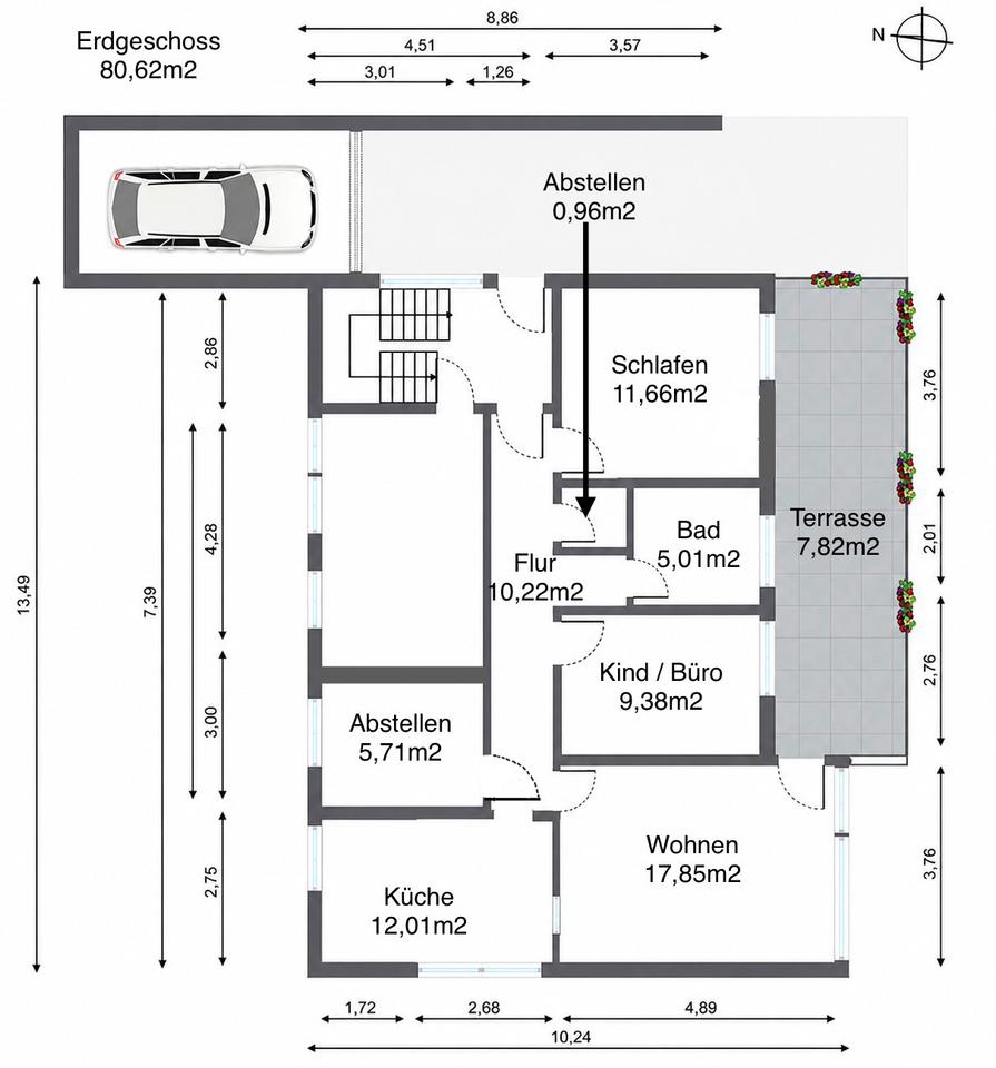 Thumbnail-Wohnung in Lichtenberg zu vermieten EG 80,62m2