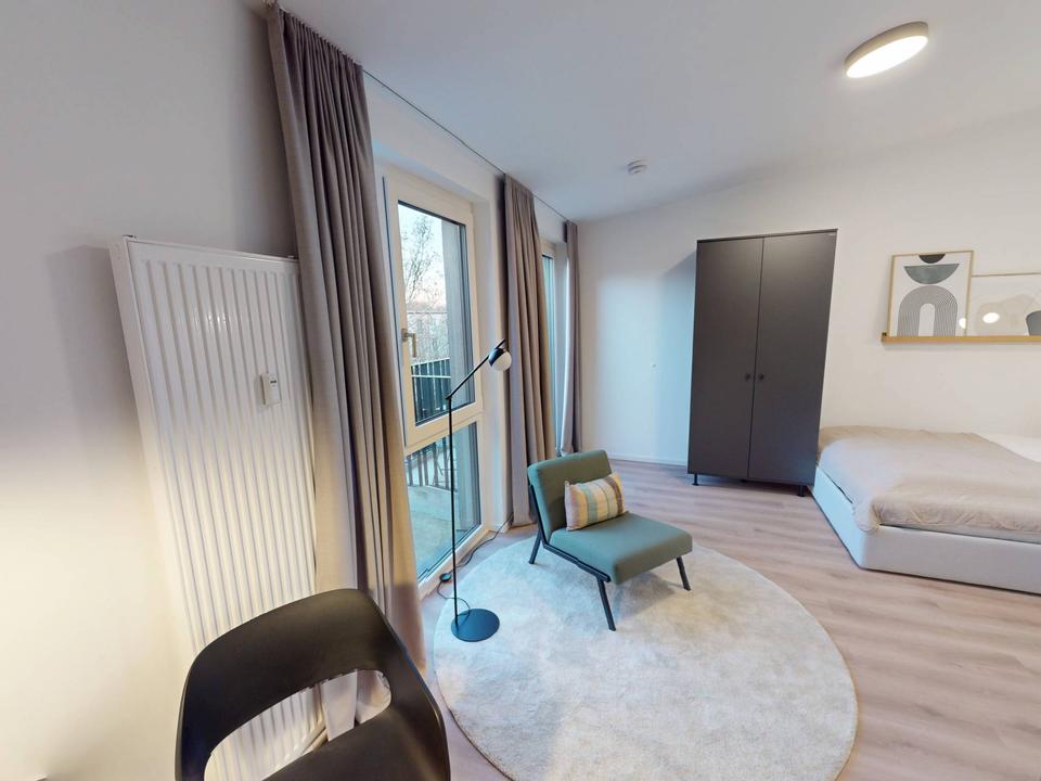 Thumbnail-Wohnen leicht gemacht: Modernes 1-Zimmer-Apartment mit vollständiger Möblierung, BALKON und EBK direkt an der Spree