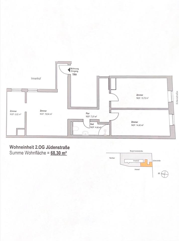 Thumbnail-Dreiraumwohnung mit 68,30 m ² zu vermieten