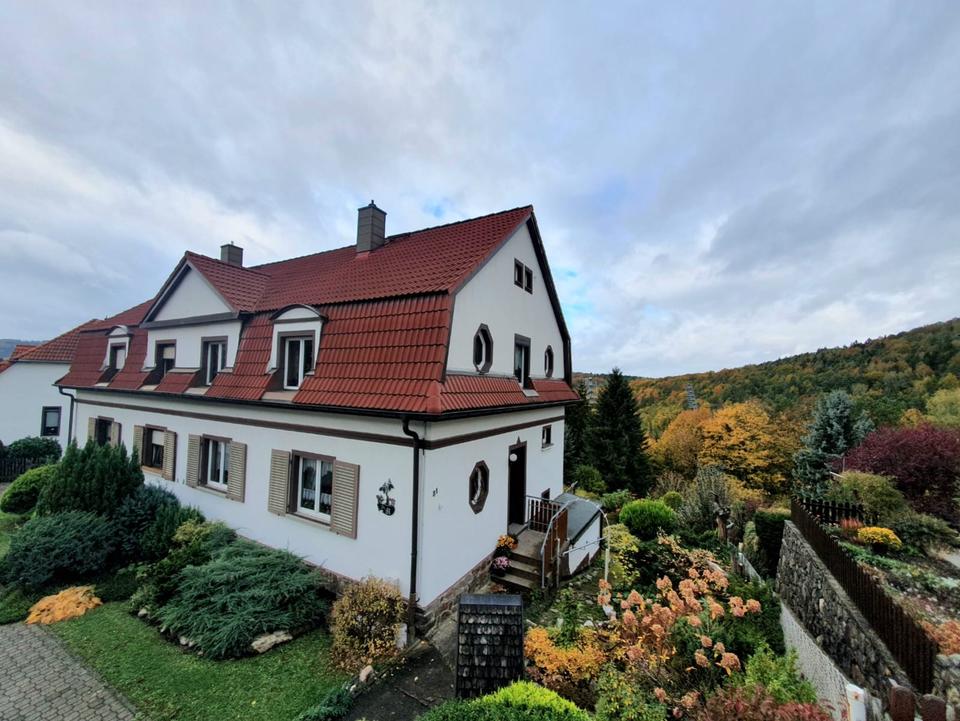 Thumbnail-Doppelhaushälfte in Aue mit Garagen und Gartenhaus