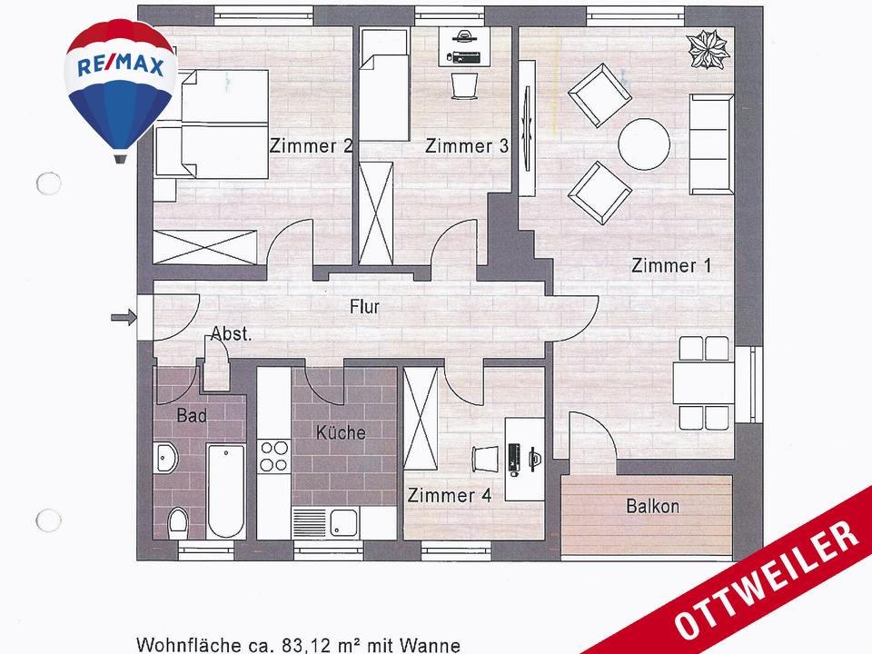 Thumbnail-Mietwohnungen in Ottweiler 4 ZKB